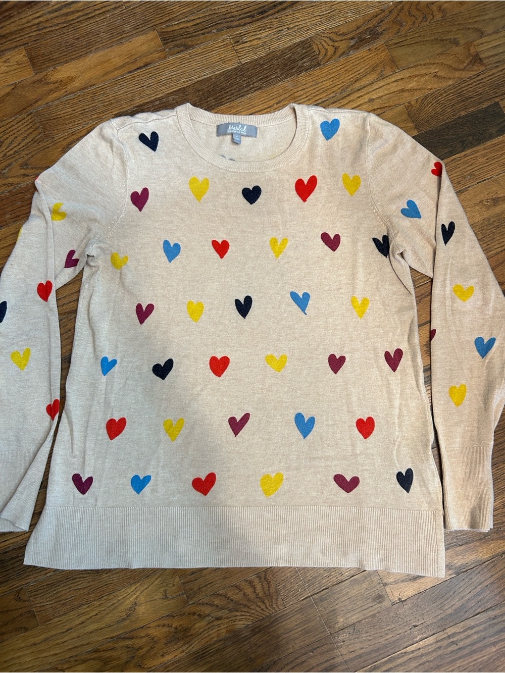 MARLED Multi-Color Heart Sweater Crew neck
